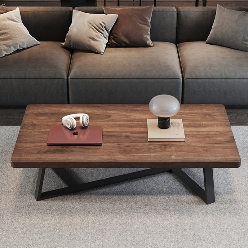 Table à thé créative multifonctionnelle en bois massif, Brun, H 16,93 po x L 55,12 po x l 31,5 po