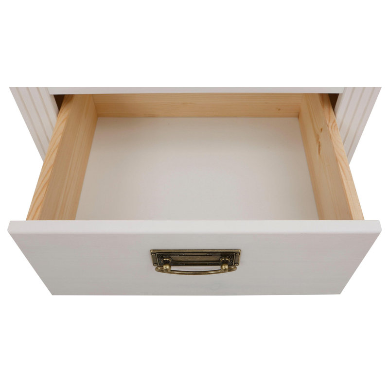Luker 56cm W Solid Wood Bedside Table, White/Honey