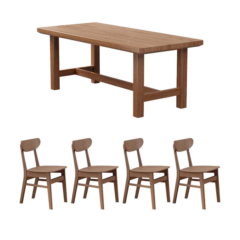 Solid wood solid large table set, 29.52"H x 62.99"L x 33.46"W, Dark Brown