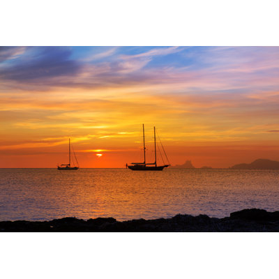 Colorful Sunset Of Ibiza View From Formentera by LUNAMARINA - Wrapped Canvas Print