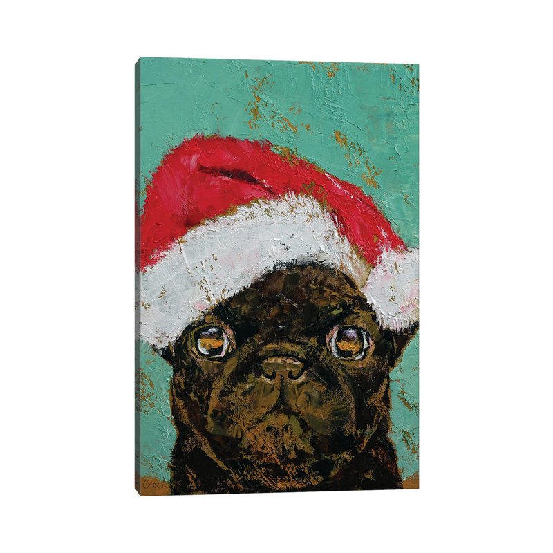 Christmas Pug by Michael Creese - Wrapped Canvas Print, 20.32 cm H x 30.48 cm W