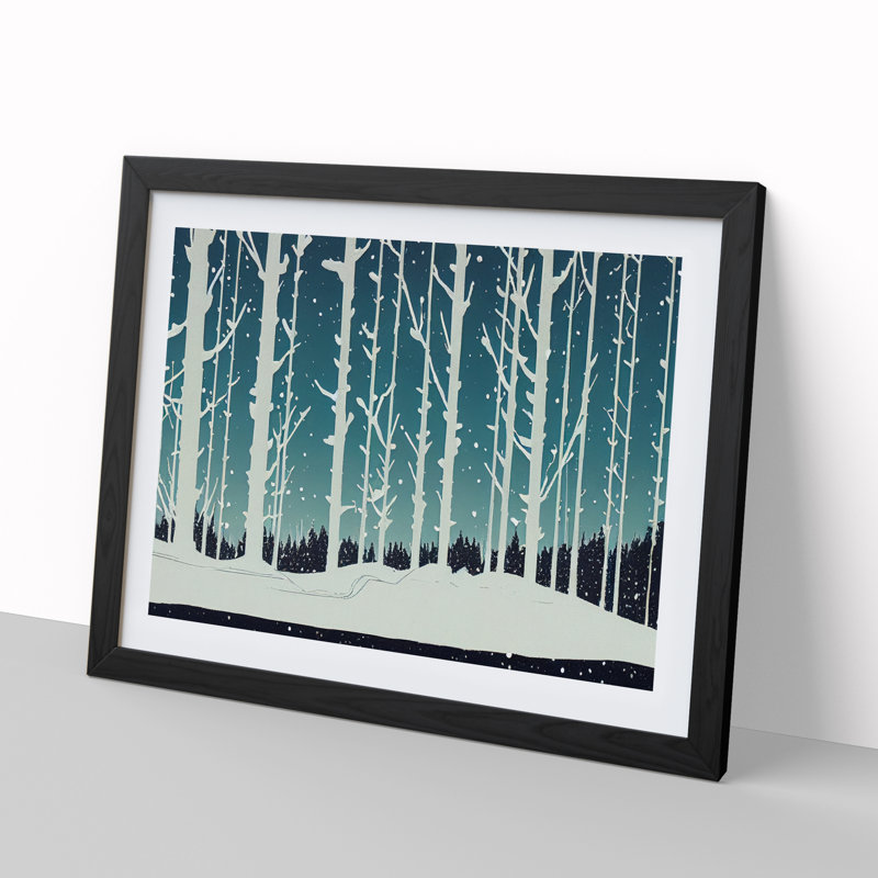 Intense Winter Forest Abstract - Single Picture Frame Print, Black, 46cm H x 64cm W x 2cm D