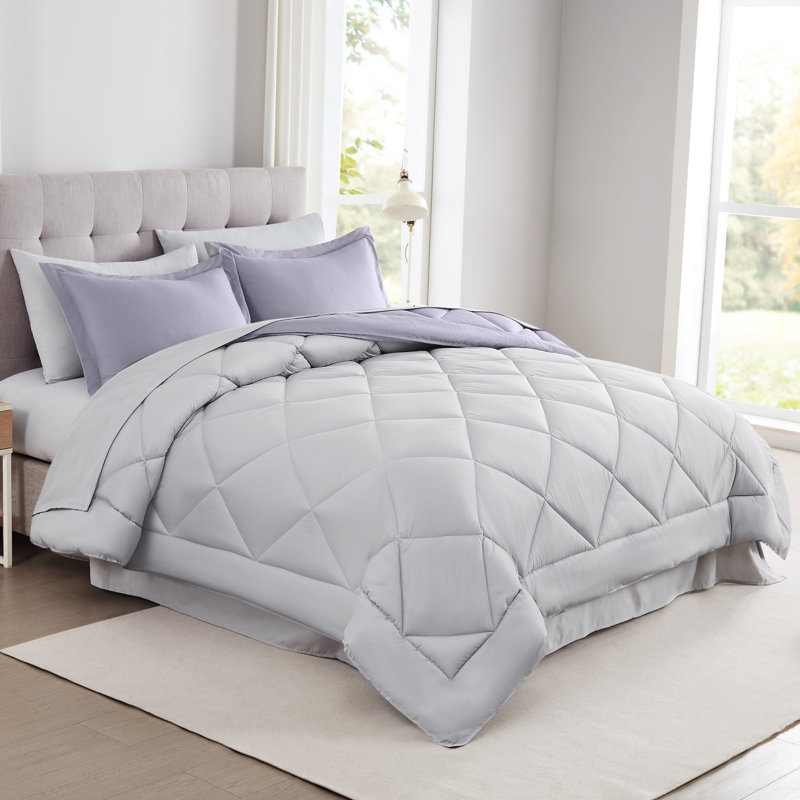 Modern Threads 7-Piece Reversible Comforter Set - Includes Comforter, Sheets, Pillowcases, and Shams, Amethyst