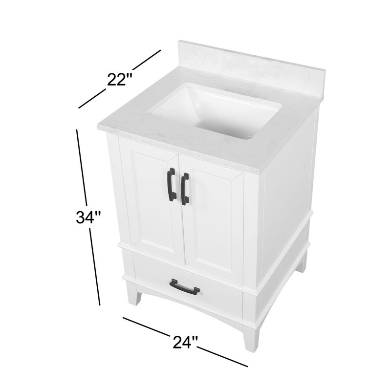 Aleeshia 24'' Single Bathroom Vanity with Engineered Stone Top