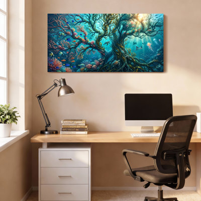 «Underwater Coral Reef Forest», ensemble de 1 reproduction d'art sur toile tendue sur toile