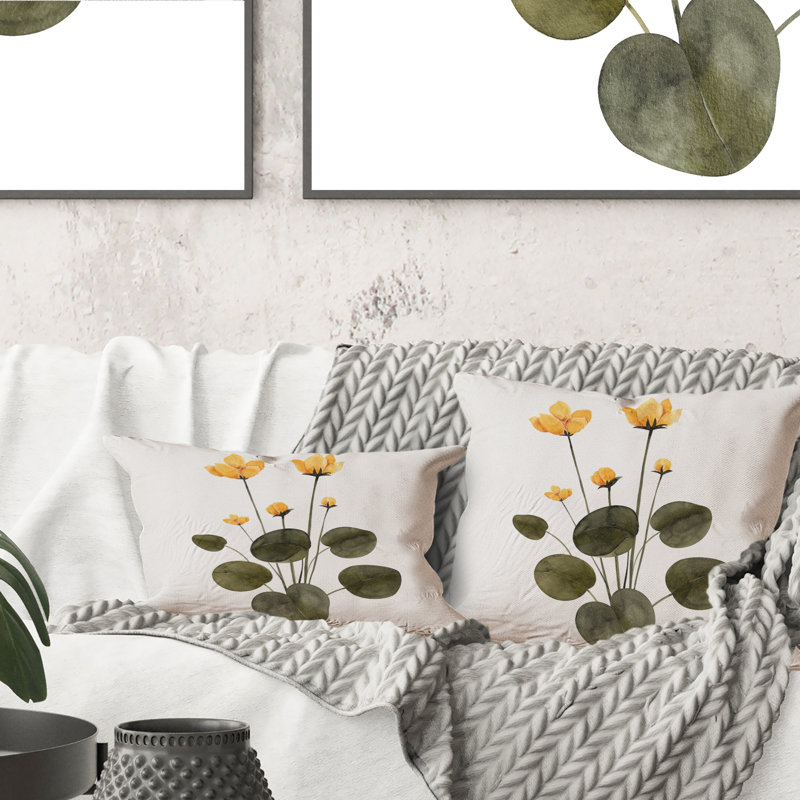 Bouquet rétro avec fleurs sauvages et herbes V - coussin décoratif traditionnel, 16 po x 16 po