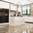 63" W Solid and Manufactured Wood Kitchen Island with Glass Base