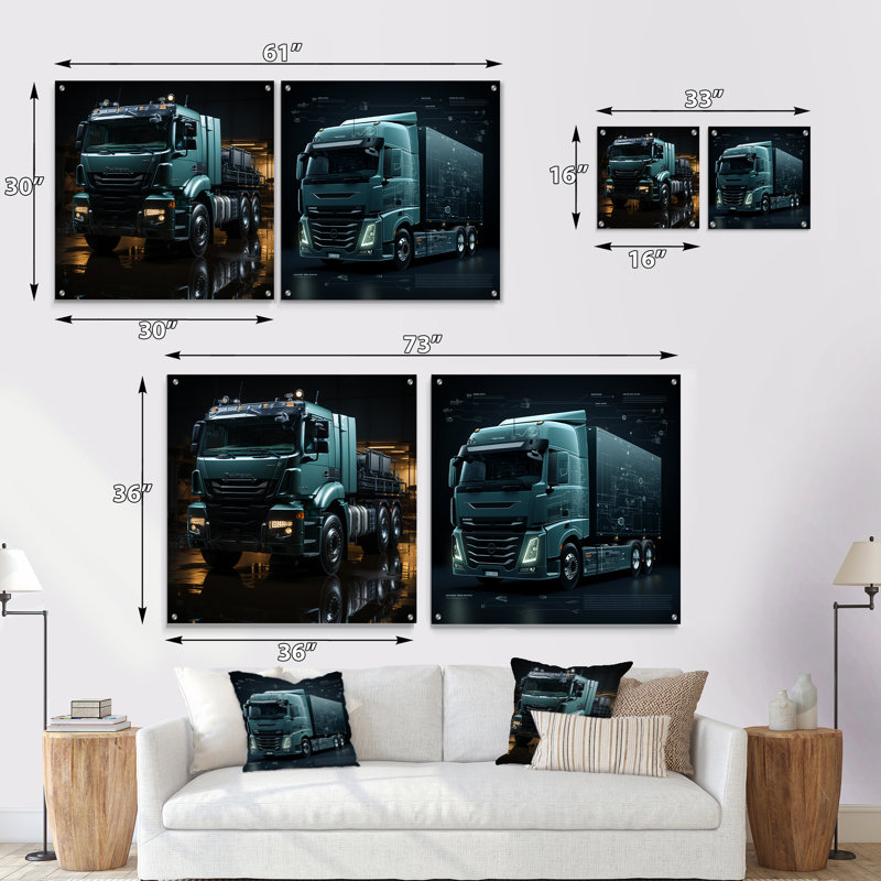 Abstrait camion harmonie 53 pi, H 36 po x l 73 po