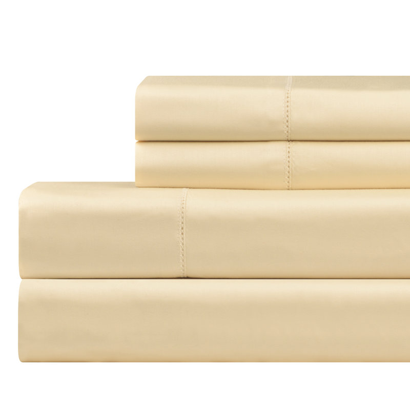 Ensemble de draps 100% coton à longues fibres 610 fils Celeste Home, Très grand lit, Crème
