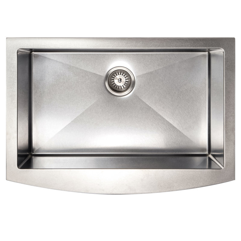 DuraSnow® ZLINE 30" Zermatt Farmhouse Apron Mount Single Bowl Fingerprint Resistant Stainless Steel Kitchen Sink with Bottom Grid