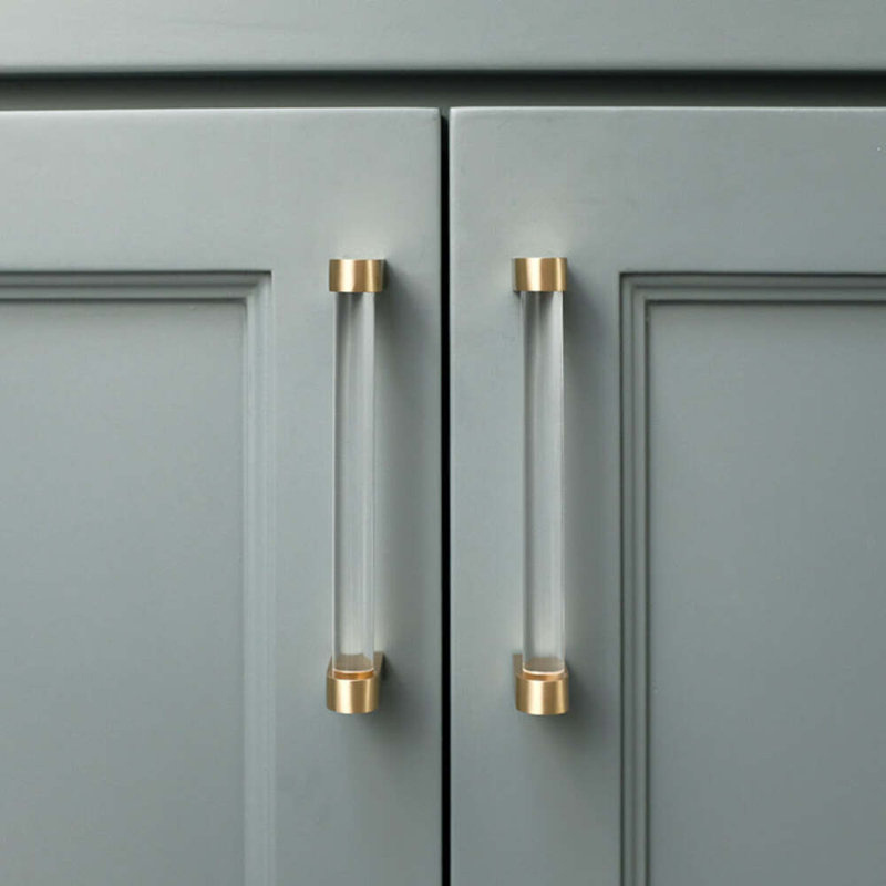 Clarity Acrylic Center to Center Bar / Handle Pull, Satin Brass/Clear, 3 3/4" Center to Center