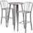 Drumfane 30'' Round Metal Indoor-Outdoor Bar Table Set with 2 Vertical Slat Back Stools-33651161-68072876