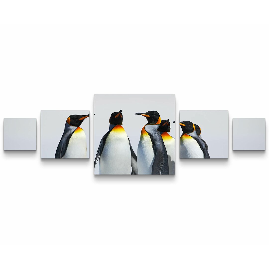 5-tlg. Leinwandbilder-Set Pinguin Gruppe