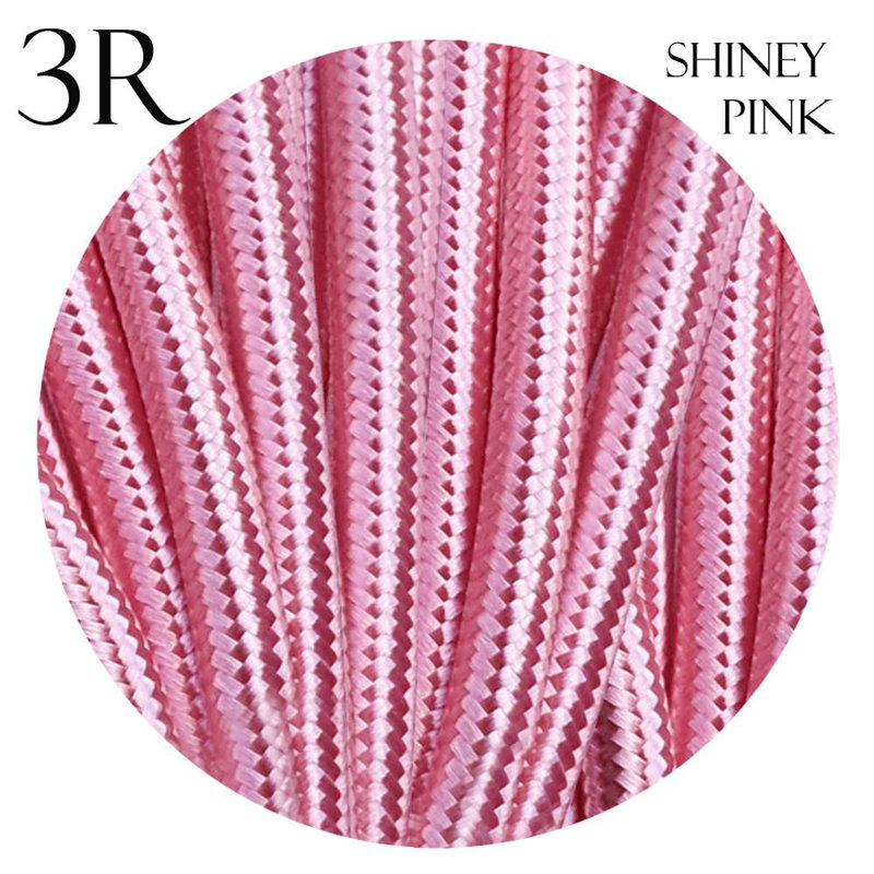 Steinauer 3Core Round 5 Meters Vintage Coloured 0.75Mm Braided Fabric Flexible Electrical Cable, Shiny pink