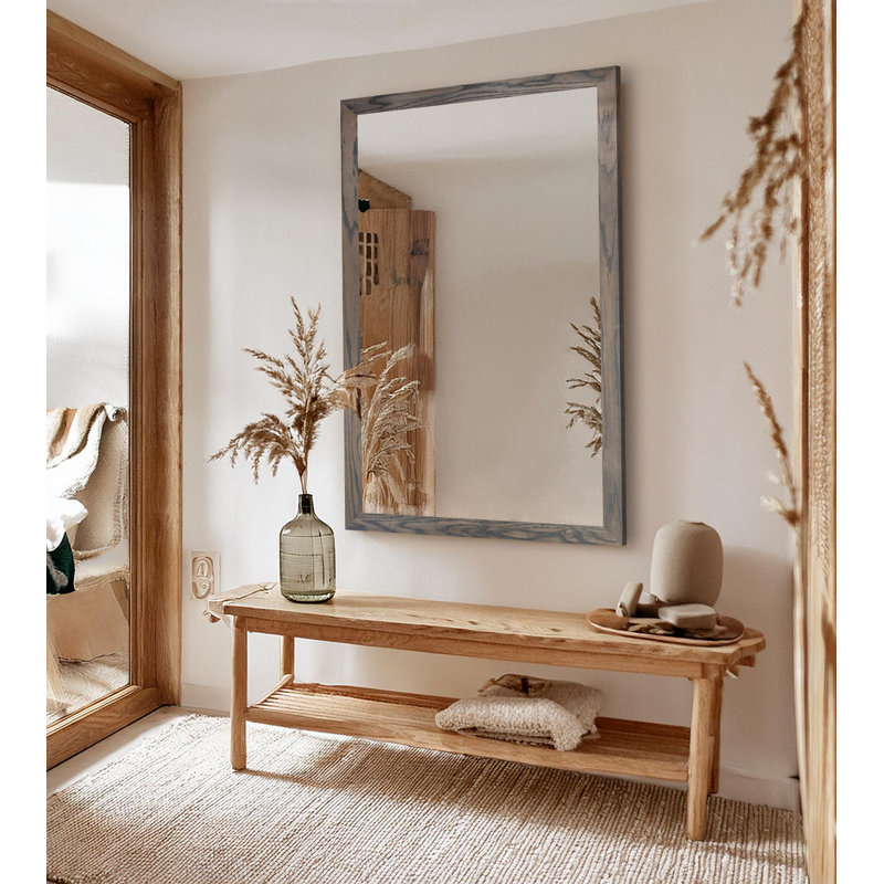 Miroir en bois franc Ebark Designs Ebark - chêne rouge 2 po, 53 po x 30 po, Gris carbone