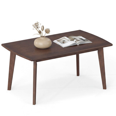 34.5” Solid Wood Coffee Table with Tapered Legs, Low Cocktail Table for Home Office