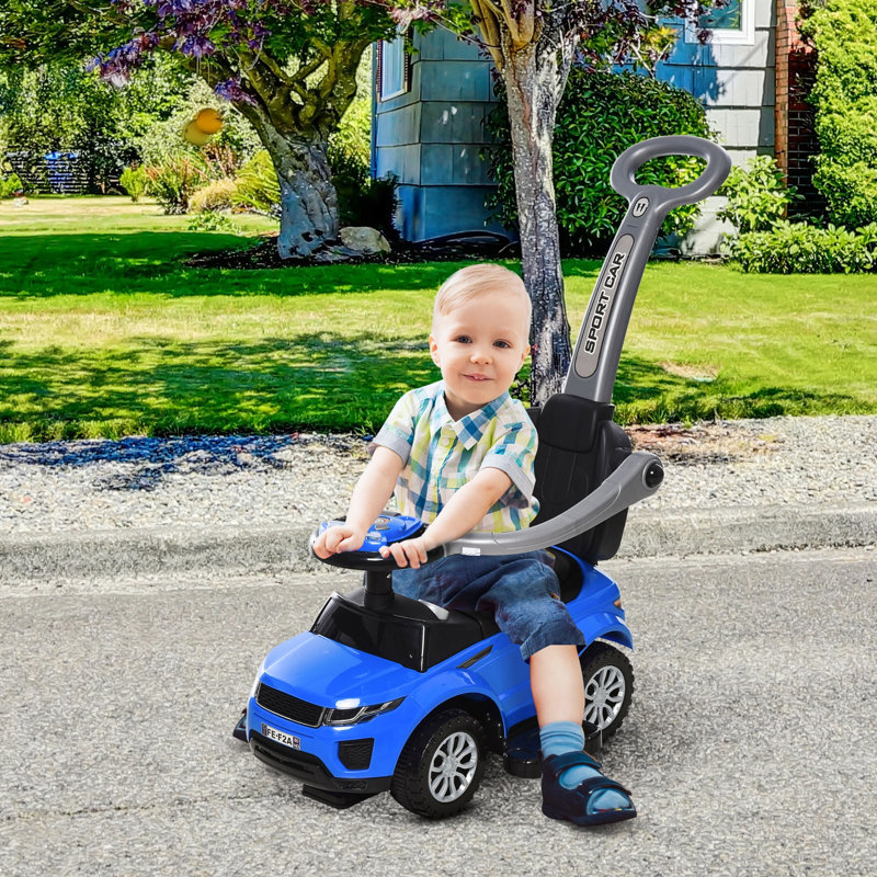 Poussette autoportée avec klaxon et repose-pieds pour enfants âgés de 1 à 3 ans, réglable 2 en 1