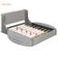 Lit plateforme tapissier en velours avec tête de lit à oreilles, 1 grand tiroir et 2 tabourets de rangement latéraux (gris)-1471822011