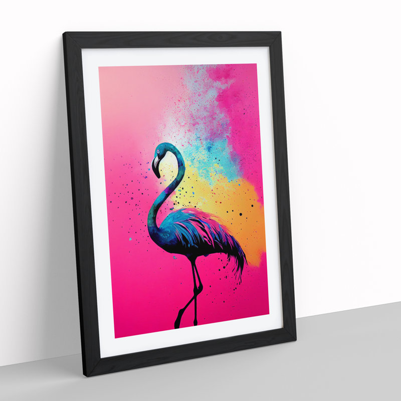 Flamingo Paint Splash No.3 - Framed Print, Black, 64cm H x 46cm W x 2cm D