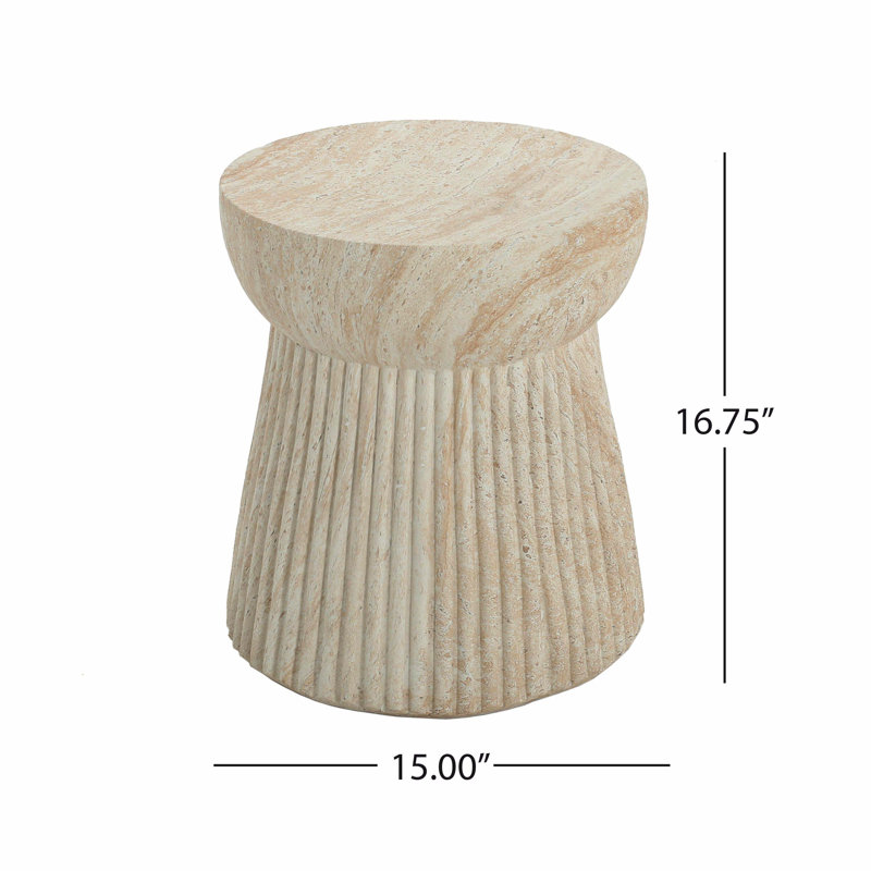 Fauteuil club d'extérieur Porto avec table d'appoint en travertin en béton, teck et beige