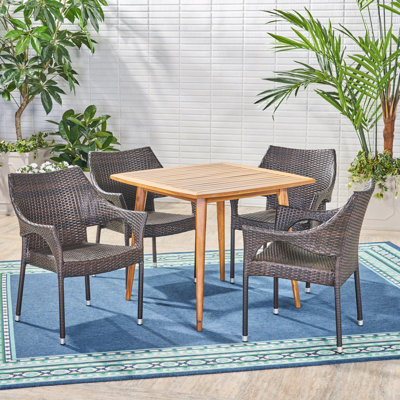 Ensemble repas 5 pièces teck