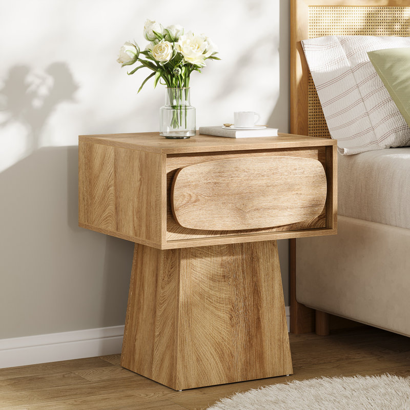Table de chevet de chevet avec tiroir, Individuel, Brun