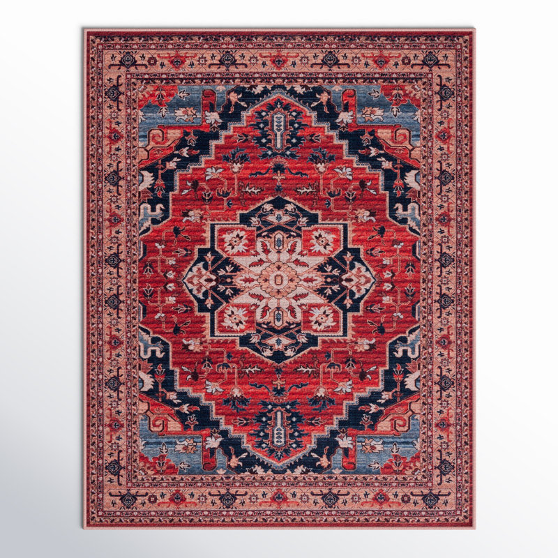 Chenard Oriental Red/Beige Area Rug, Rectangle 8' x 10'