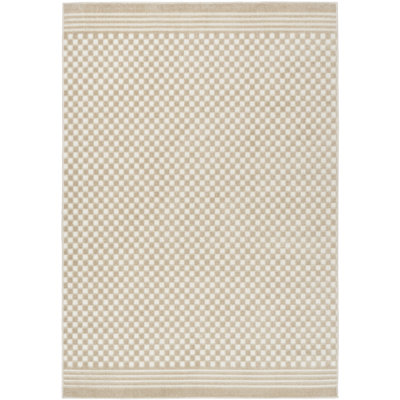 7' X 9' Beige Geometric Area Rug