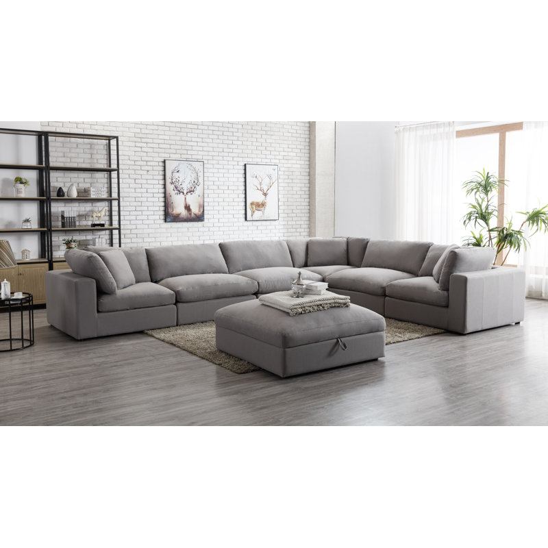 Albirta Upholstered L-Shaped Sectional Reversible, Graphite 