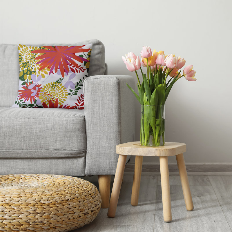 Coussin décoratif en polyester floral, H 20 po x l 20 po, Carré