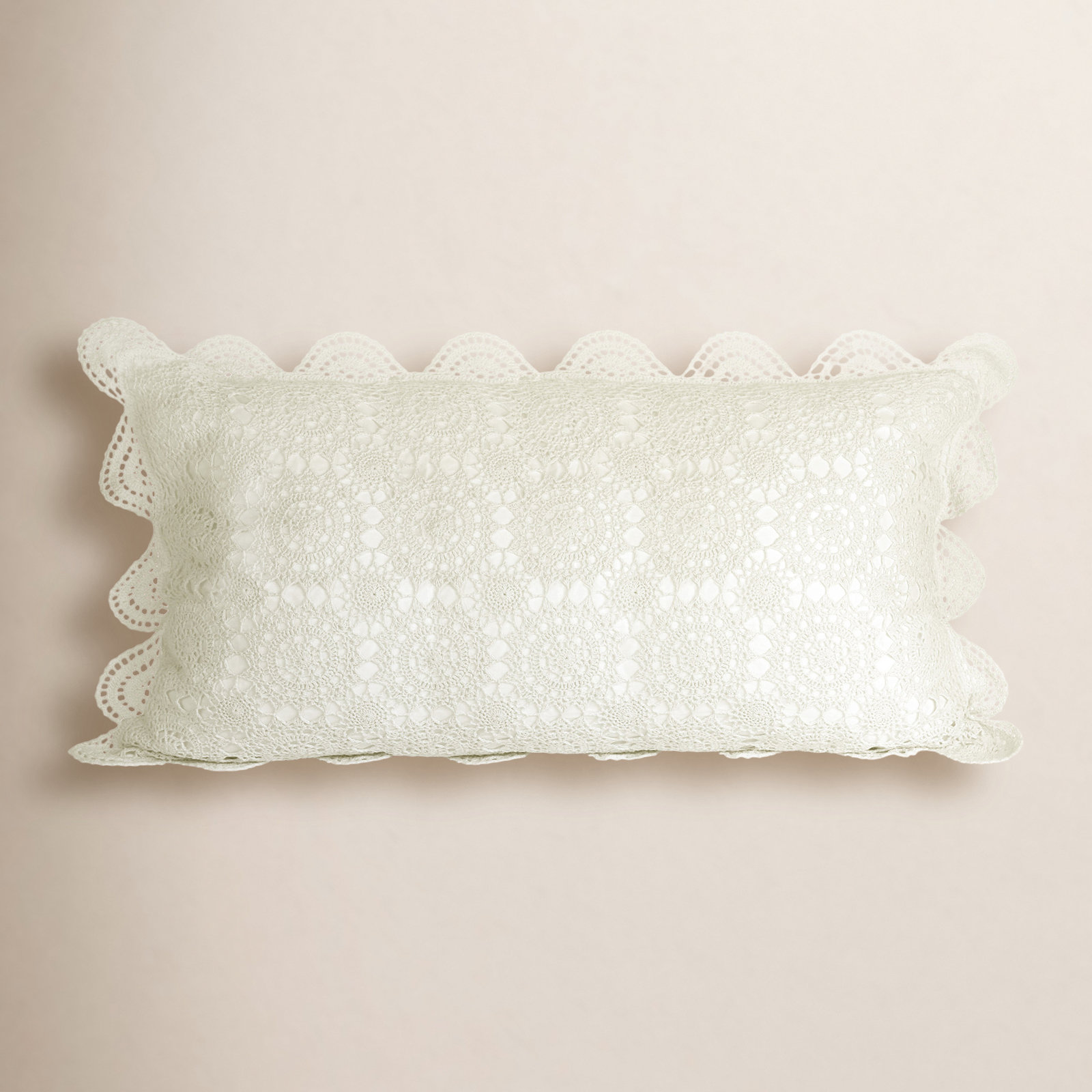 Crochet Cotton Shams, King, Ivory