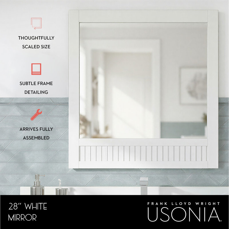 Through Lines Flat Wall Mirror, 30" x 28", White