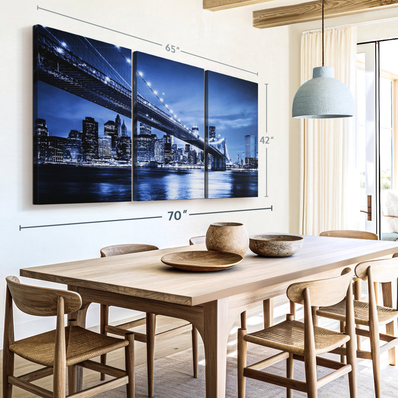 «Twinkling Brooklyn Bridge» sur toile, H 42 po x l 65 po