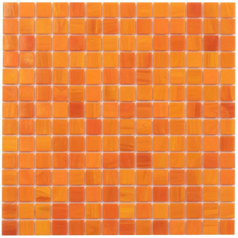 Dune 12” X 12” Glossy Fire Orange Glass Mosaic Wall and Floor Tile (20 Sq. Ft./Case) (20-Pack), Fire Orange