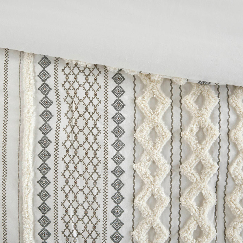 Ensemble d'édredon en coton avec chenille ivoire, Édredon double / double