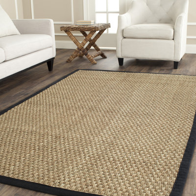 Delapena Solid Colour Bamboo Slat / Seagrass Hand Woven Area Rug