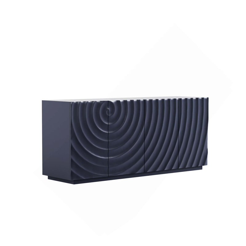 Buffet décoratif moderne autoportant avec 4 portes et anti-déversement pour la cuisine et le salon, Navy Blue