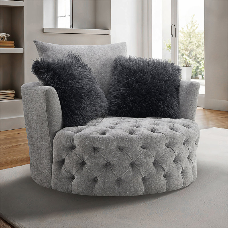 Fauteuil demi-tonneau surdimensionné à 360 degrés, Gris clair