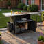 Chariot pour îlot de cuisine pour l'extérieur avec support à déchets, plateau pliable, panneau Lron extensible et espace de rangement-126142061
