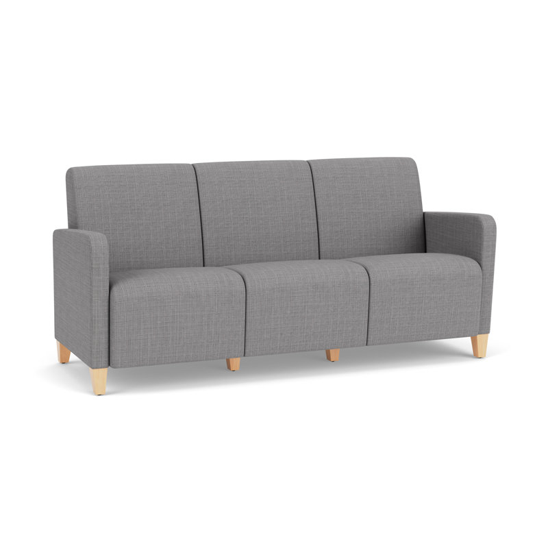 Fauteuil de réception 3 places Ravenna, Bois naturel, Gris chambray