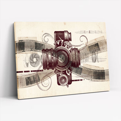 Ensemble de 1 tableau sur toile représentant un appareil photo vintage