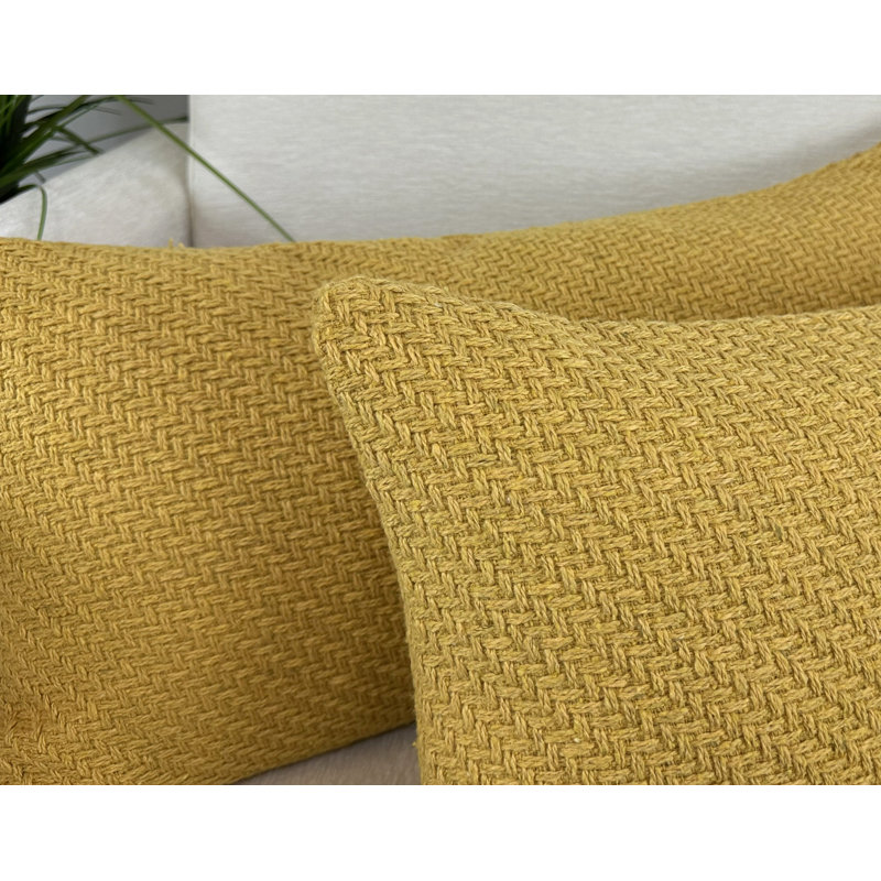 Gold Rectangular Knitted Polyester Pillow Cover 14" x 26"