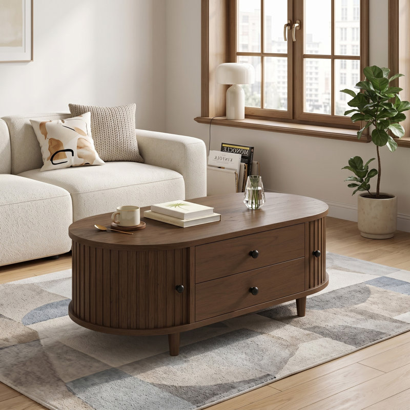 Oval Coffee Table with Storage