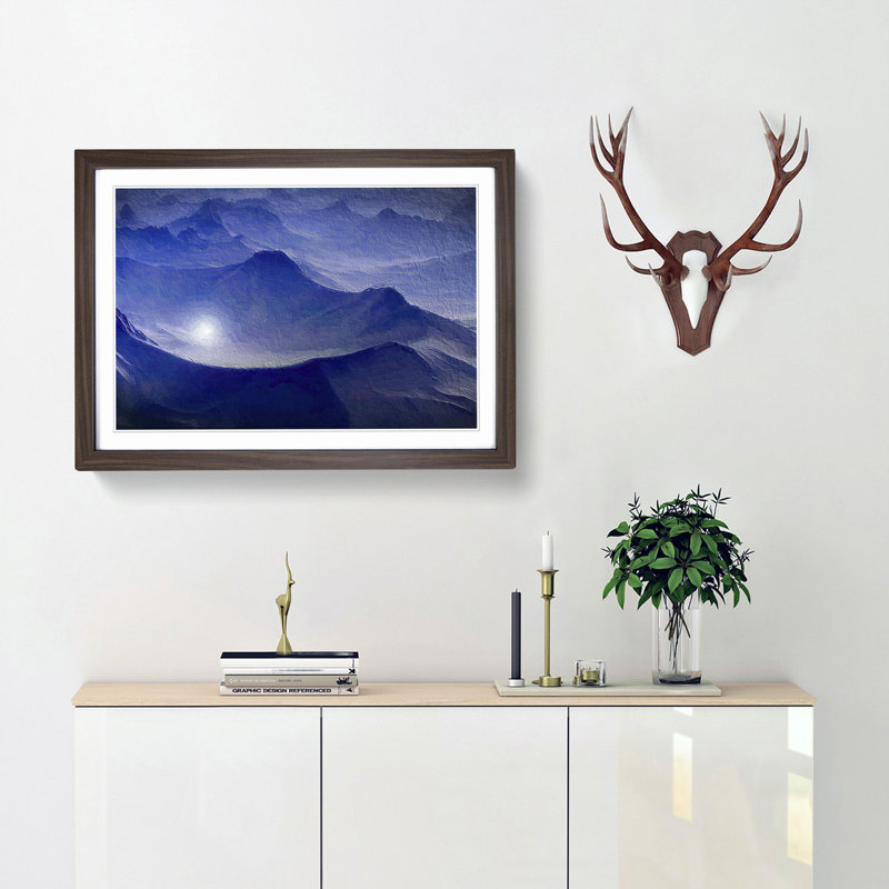 Mountain Tops - Picture Frame Painting Print, Walnut Framed, 27cm H x 36cm W x 2cm D