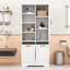 Armoire de rangement multifonctionnelle avec tablettes réglables et paniers à linge inclinables-619440668