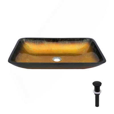 Lavabo de salle de bain au-dessus du comptoir Lavabo carré en verre trempé dégradé or pour salle de bain