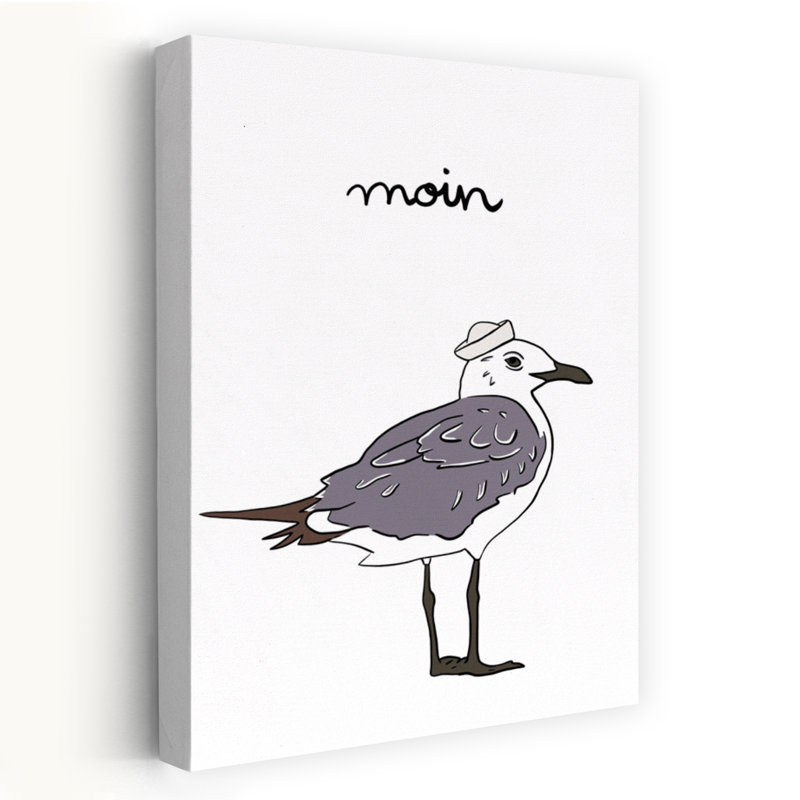 Moin Sailor Seagull Seagull Bird Coastal Ocean Wall Art Print 1 Piece Wrapped Canvas Wall Art, 91.44cm H x 60.96cm W