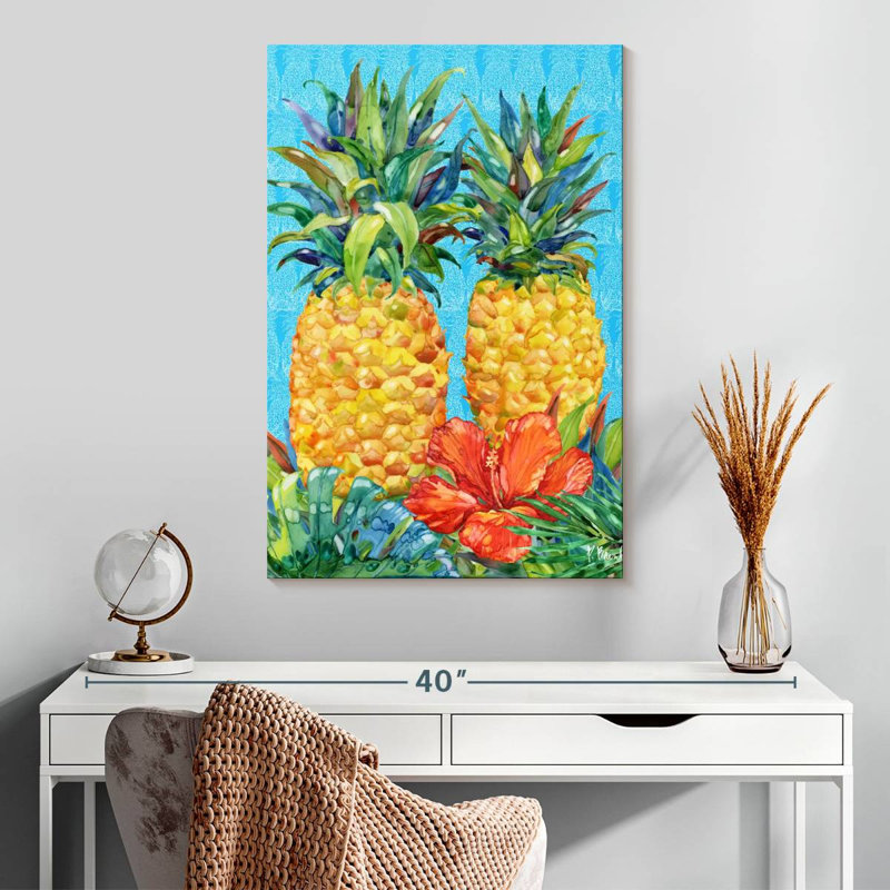 Ananas et hibiscus vert Yarlin Kona, H 30 po x l 20 po