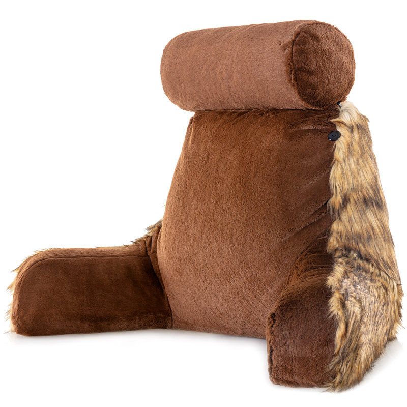 Housse de coussin en fausse fourrure, Loup doré, 24 po x 13 po