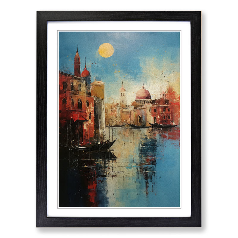 Venice Abstract Art - Framed Print, 34cm H x 25cm W, Black Framed